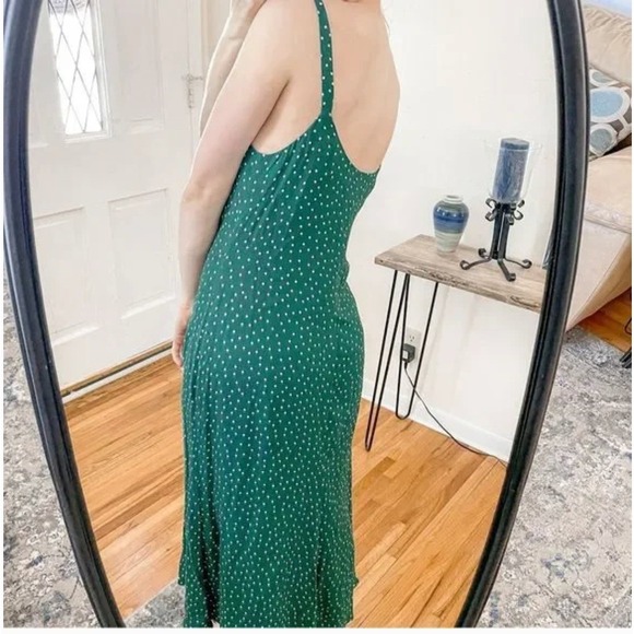 Reformation Avalon Green Polka Dot‎ Midi Dress Size 10 - Picture 2 of 7